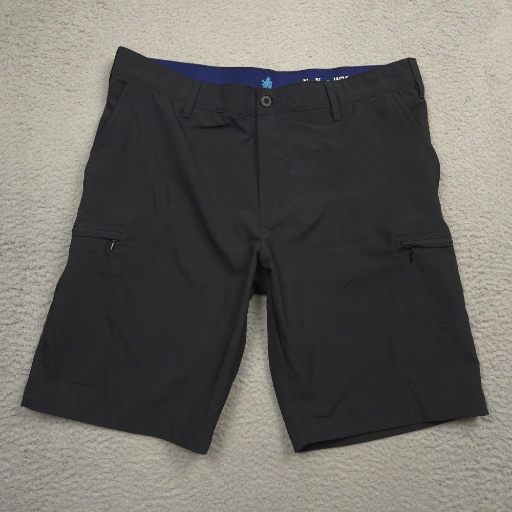 Nat Nast Mens Black Stretch Cargo Shorts Size 36 38W Tech Golf Hiking Zip